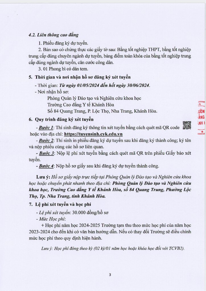 Thông báo tuyển sinh trình độ trung cấp văn bằng 2 liên thông cao đẳng